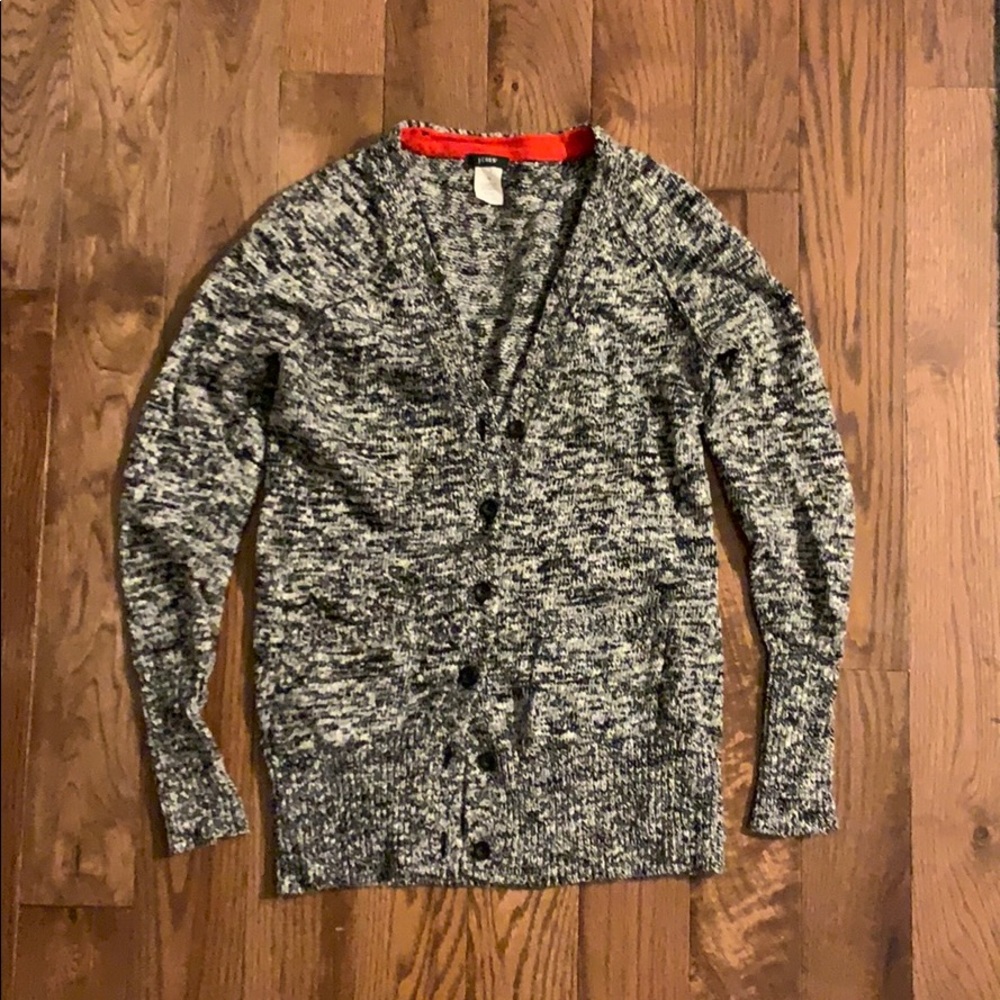 J.Crew wool cardigan black & white marl heather XS